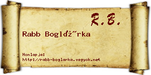 Rabb Boglárka névjegykártya